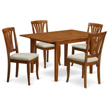 5-Piece Dinette Set For Small Spaces, Dining Table and 4 Chairs, Saddle Brown