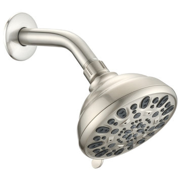 High Pressure 7-Setting Spiral Shower Head With Shower Arm, Brushed Nickel