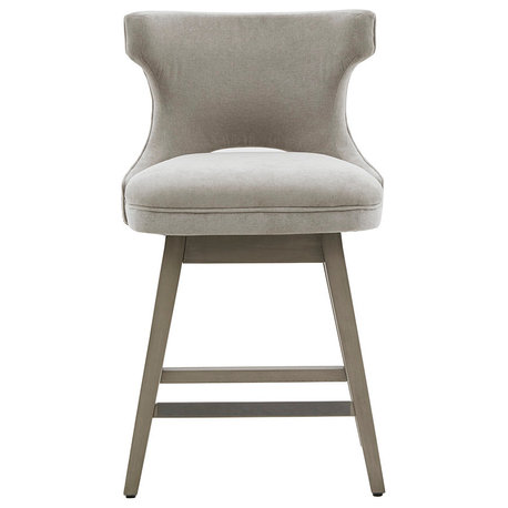 Madison Park Bar Stools Swivel Height Upholstered Counter Stool, Light Grey