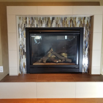 Fireplace Transformation featuring Sonoma Tilemakers Vihara EHEX in Karuna Iride