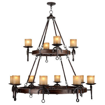 12 Light Chandelier in Mediterranean Style - 47.5 Inches wide by 40.5 Inches