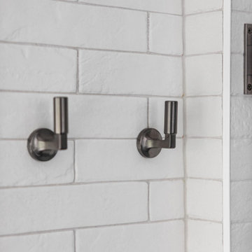Modern Primary Bathroom Remodel | Walk-In Shower & Black Stainless Fixtures