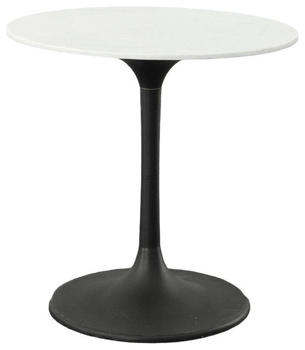 Enzo 36 Round Marble Top Dining Table - White Top - Black Base ...