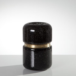 Audrey Brass Ring Deco Vase Wide - Black - Vases