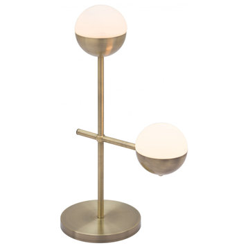 White and Brushed Bronze Crossed Table Lamp