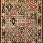 Nourison - Delano Persian Area Rug, Multicolor, 6'7"x9'6" - A regal diamond panel motif in a richly traditional palette of gold, carnelian, and ebony. Striking ornamental appeal in an area rug that will imbue any design scheme with an irresistible note of opulence. Expertly power-loomed from top quality polypropylene yarns for luxuriously supple texture and years of lasting beauty.