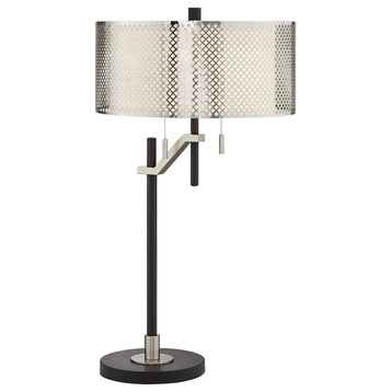 Pacific Coast Natalie Table Lamp With Arm And Metal Shade, Black