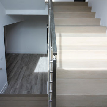 75_Modern Stairway: White Oak & Stainless Steel Balustrade, McLean VA 22101