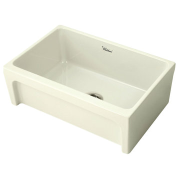 Whitehaus WHQ5530-BISCUIT Fireclay 30" Reversible Apron Sink In Biscuit