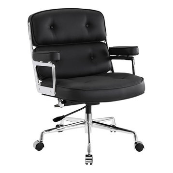 Modern Style Executive Office Chair Genuine Leather, Black