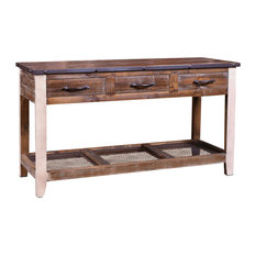 High End Console Tables Houzz Crafters And Weavers Bayview Rustic Solid Wood Sofa Table Console With 3 Drawers