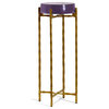 Jolly Rancher Disk Top Drink Table With Gold Metal Base, Clear Purple Haze