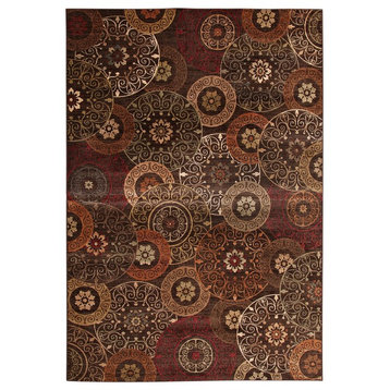 Rectangle Abacasa Sonoma Lundy Area Rug, Rust/Brown/Ivory, 94"x134"