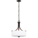 Sea Gull Lighting - Sea Gull Lighting 6528803-710 Kemal - 3 Light Pendant - The subtle wagon wheel design of the Kemal lightinKemal 3 Light Pendan Burnt Sienna Etched/ *UL Approved: YES Energy Star Qualified: n/a ADA Certified: YES  *Number of Lights: Lamp: 3-*Wattage:100w A19 Medium Base bulb(s) *Bulb Included:No *Bulb Type:A19 Medium Base *Finish Type:Burnt Sienna