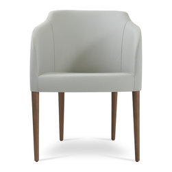 BUCA WOOD WALNUT CHAIR - LIGHT GREY LETAHERETTE - Dining Chairs