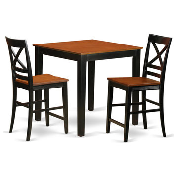 3-Piece Pub Table Set, Kitchen Dinette Table, 2 Counter Dining Chair.