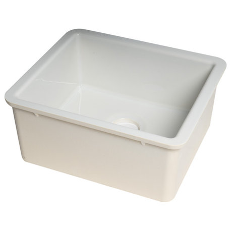 ALFI brand AB2017 20" White Single Bowl Fireclay Undermount Kitchen Sink