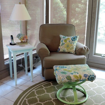 A Cozy Sunroom Makeover - The outdated footstool got a makeover with some paint
