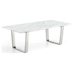 Meridian Furniture - Carlton Chrome Coffee table - Pull your living room together with this stunning Carlton chrome coffee table by Meridian Furniture. This gorgeous contemporary chrome coffee table features a solid stone top that offsets its rich chrome stainless steel legs, providing the perfect contrast for a modern look. A shiny chrome finish ensures this table will be the highlight of your living room.