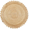 Natural Jute Round Rug with Scalloped Edges, Farmhouse Area Decor, 6 ...