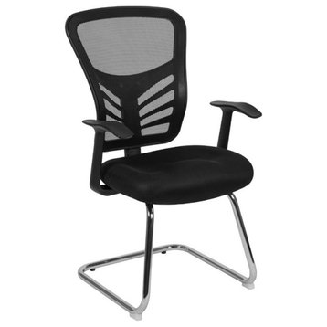 Flash Furniture Contemporary Mesh Sled Base Guest Chair in Black