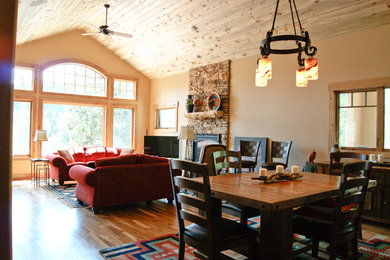 Mountain style living room photo in Denver