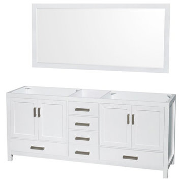 Wyndham Collection Sheffield 79" Wood Double Bathroom Vanity in White/Chrome