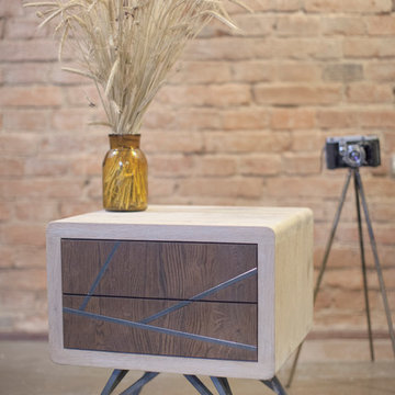 Rustic side table with metal