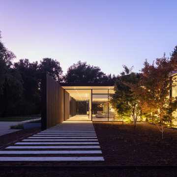 side entry facade at night