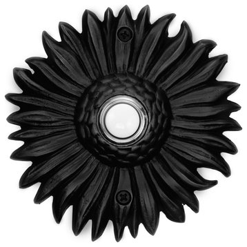 Solid Brass Sunflower Doorbell in 4 Finishes, Black