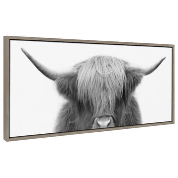 Sylvie Highland Cow Framed Canvas by The Creative Bunch Studio, Gray 18x40