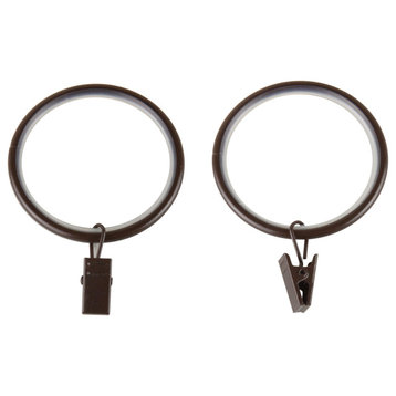1-3/4" Noise-Canceling Curtain Rings With Clip, Set of 10, Cocoa