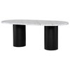 Ande Dining Table, White Marble Top Dining Table - Black Base 80"