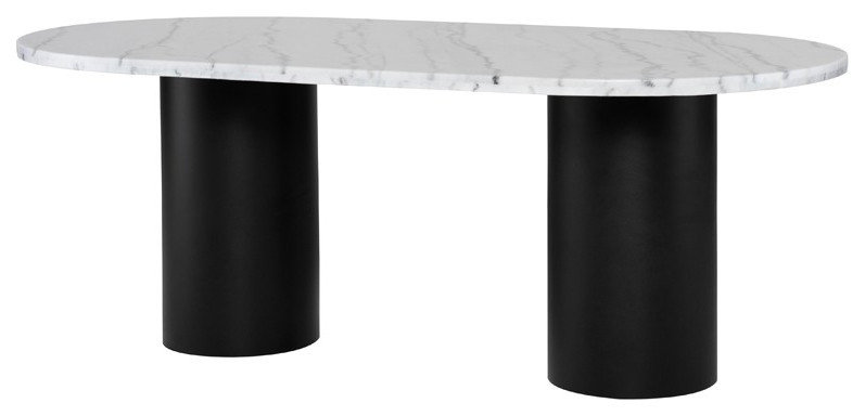 Ande Dining Table, White Marble Top Dining Table - Black Base 80 ...