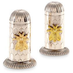 Contemporary Salt And Pepper Shakers And Mills Queen Bee Salt and Pepper Set, Silver