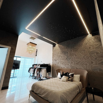 Black Stretch Ceiling in a Seaside Condo