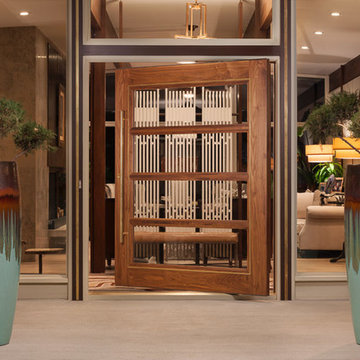 Custom Pivoting Walnut Front Door