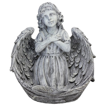 16" Decorative Angel Child Wrapped in Wings Religious Outdoor Garden Statue
