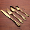 24-Piece Vintage 18K Gold Plated Stainless Steel Silverware Set, 6 Settings