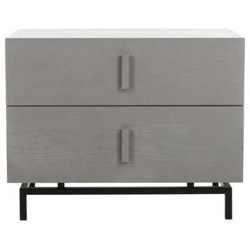 Chey Mid Century Scandinavian Lacquer 2 Drawer Cabinet, Gray/Black