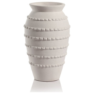 Tommaso White Earthenware Vase, 14"