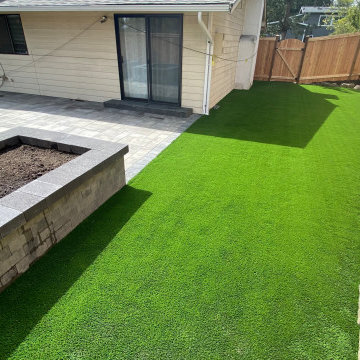 Paver Patio with Planter Boxes and Water Feature