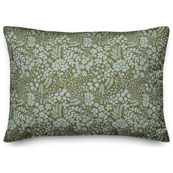 Green Dainty Floral 20x14 Spun Poly Pillow