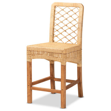 Ailey Natural Brown Rattan Counter Stool