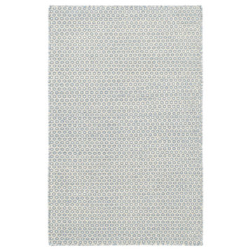 Honeycomb French Blue/Ivory Woven Wool Rug, 5'x8'
