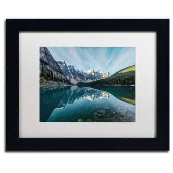 Pierre Leclerc 'Moraine Lake Reflection' Matted Art, Black Frame, White, 14x11