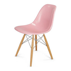 Fiberglass Shell Chair, Side Shell, Dowel Base DSX, Pink - Dining Chairs