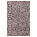 Bareens Designer Rugs - Chic Ziegler Cleotild Gray Blue Hand-Knotted Wool and Silk Rug - 8'1'' x 9'11'' - Enhance the ambiance of your home with this magnificent Persian-influenced Turkish hand-knotted rug made by skilled artisans capable of creating the most exceptional vegetable dyes and hand-spun wool. This exquisite handmade rug is a one-of-a-kind Peshawar Kafkaz, otherwise identified as Chobi, Chobi Peshawar, Oushak, or Ziegler rug. These handmade rugs are crafted in Pakistan utilizing superior-quality wool imported from Australia, New Zealand, and Korea in two types of weaves: the Persian weave and the Mori weave. This rug is meticulously crafted by hand using the finest natural vegetable dyes extracted from local plants. The artisans use a blend of hand-spun local and fine merino wool, resulting in a rug with a compelling texture, higher lanolin content, and longer staple. The artisans occasionally incorporate natural or artificial silk into the pile to enhance specific motifs. The finished product is an awe-inspiring execution of flawless design and an understated palette that exudes elegance.