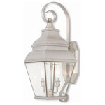 Livex Lighting - Livex Lighting 2591-91 Exeter - Two Light Outdoor Wall Lantern - Stately and classic, this outdoor wall lantern offExeter Two Light Out Brushed Nickel Clear *UL Approved: YES Energy Star Qualified: n/a ADA Certified: n/a  *Number of Lights: Lamp: 2-*Wattage:60w Candelabra Base bulb(s) *Bulb Included:No *Bulb Type:Candelabra Base *Finish Type:Brushed Nickel