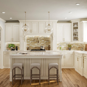 York Antique White Kitchen Cabinets